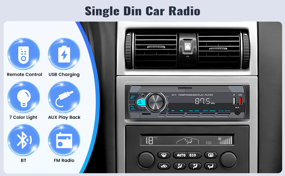 Amazon.com: SIXWIN Single Din Car Stereo with Bluetooth 5.0 Hands